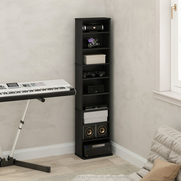 Afted rack 本棚 900x350x900mm Furinno, Multimedia Media Storage Tower, 9-Shelf Adjustable