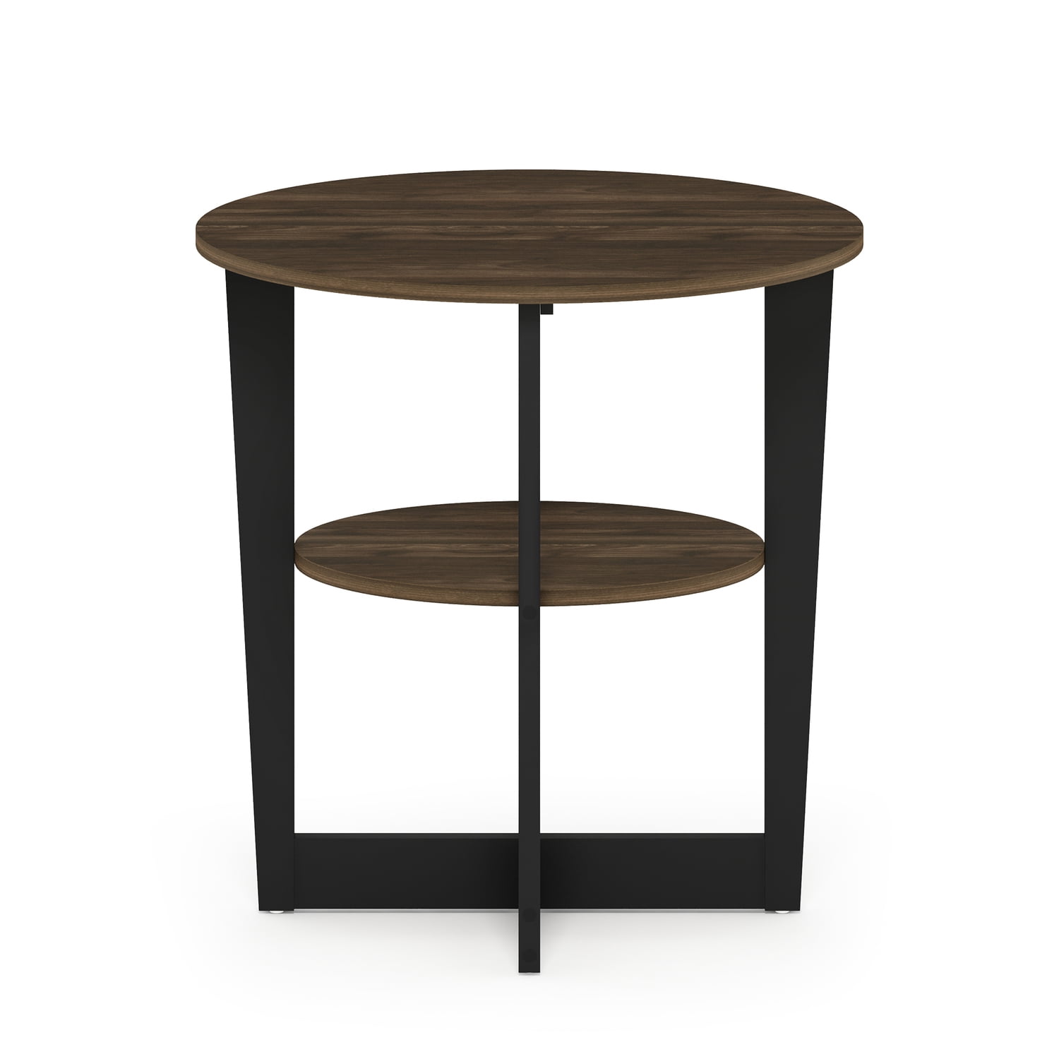 Furinno JAYA Contemporary Engineered Wood Oval End Table - Columbia Walnut/Black