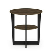 Furinno JAYA Contemporary Engineered Wood Oval End Table - Columbia Walnut/Black