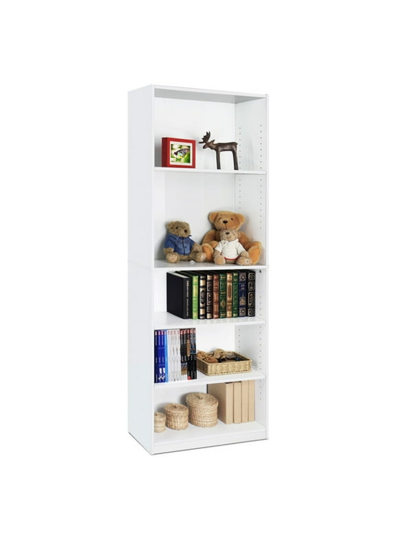 Furinno JAYA Engineered Wood Simple Home 5-Shelf Bookcase in White