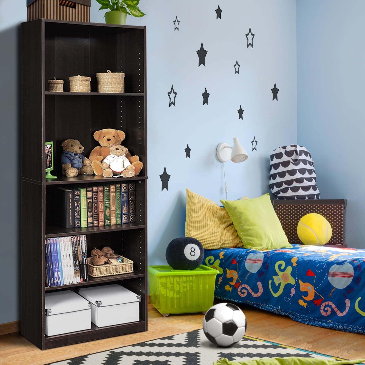 Furinno JAYA Simply Home 5-Shelf Bookcase, Adjustable Shelves