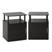 Furinno JAYA Engineered Wood Utility Design End Table in Black (Set of 2)