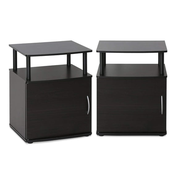 Furinno JAYA Engineered Wood Utility Design End Table in Black (Set of 2)