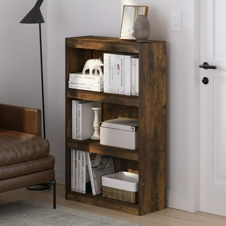 Furinno JAYA Enhanced Home 3-Tier Adjustable Shelf Bookcase, Amber Pine