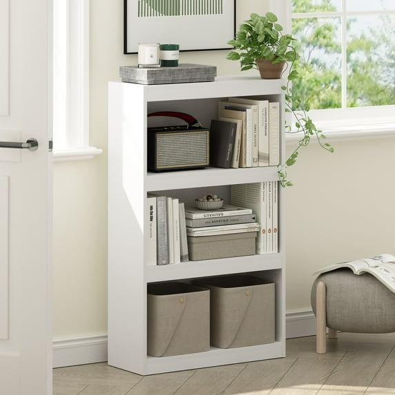Furinno JAYA Enhanced Home 3-Tier Adjustable Shelf Bookcase, White