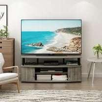 Furinno JAYA Large Entertainment Center Hold up to 55-IN TV, French Oak Grey/Black