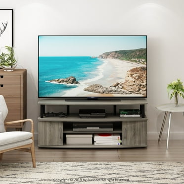 Furinno JAYA Large Entertainment Center Hold up to 55-IN TV, French Oak Grey/Black