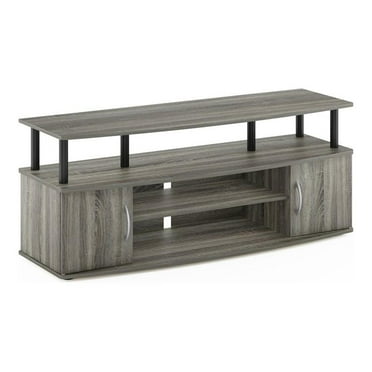 Furinno JAYA Large Entertainment Center Hold up to 55-IN TV, French Oak Grey/Black
