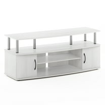 Furinno JAYA Large Entertainment Center Hold up to 55-in TV, White Oak, Stainless Steel Tubes