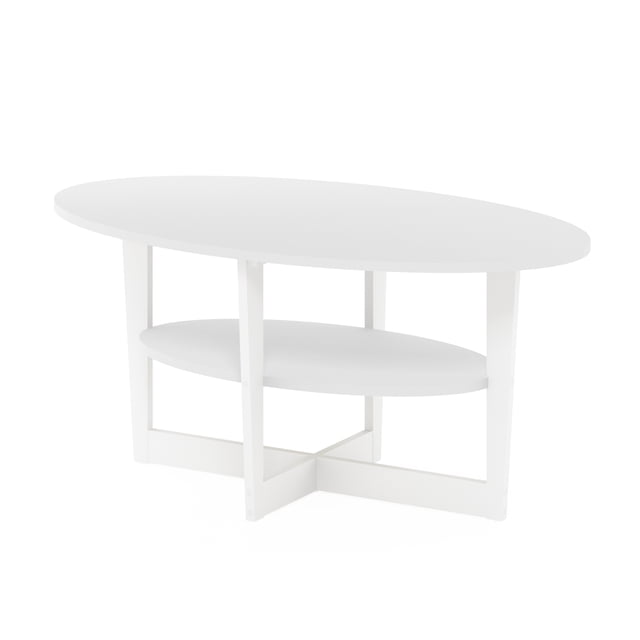 Furinno JAYA Oval Coffee Table, White with Easy Assembly - Walmart.com