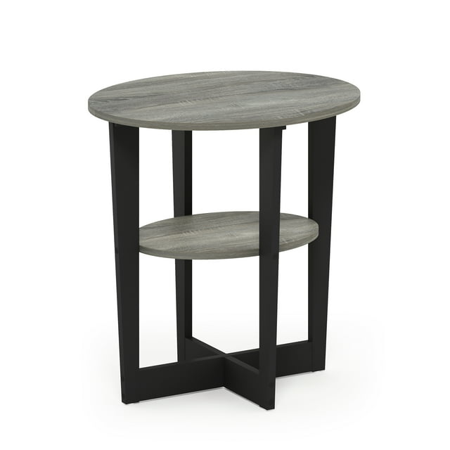 Furinno JAYA Oval End Table, French Oak Grey/Black