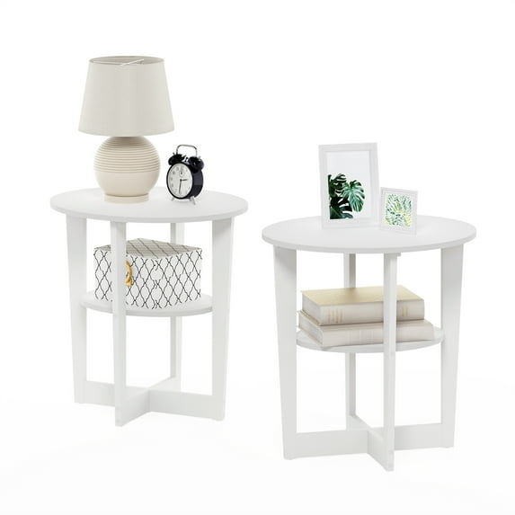 Furinno JAYA Oval End Table, Set of Two, White