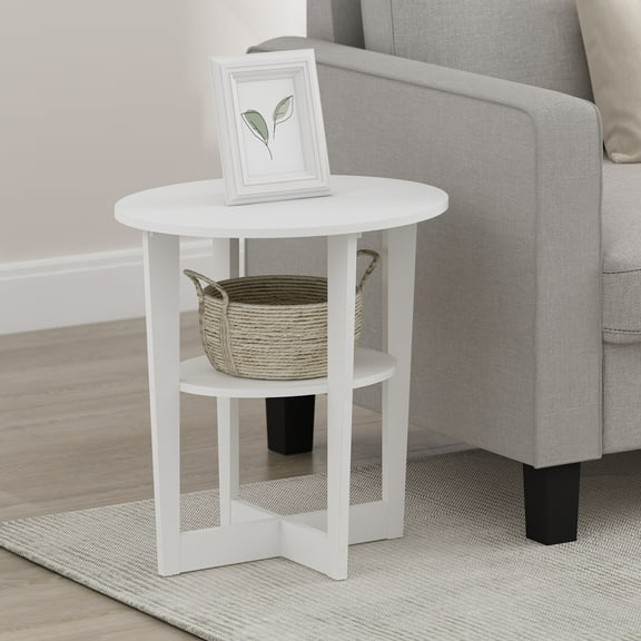 Furinno JAYA Oval End Table, Side Table, Nightstand, White
