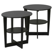 Furinno JAYA Oval End Table, Walnut, Set of 2