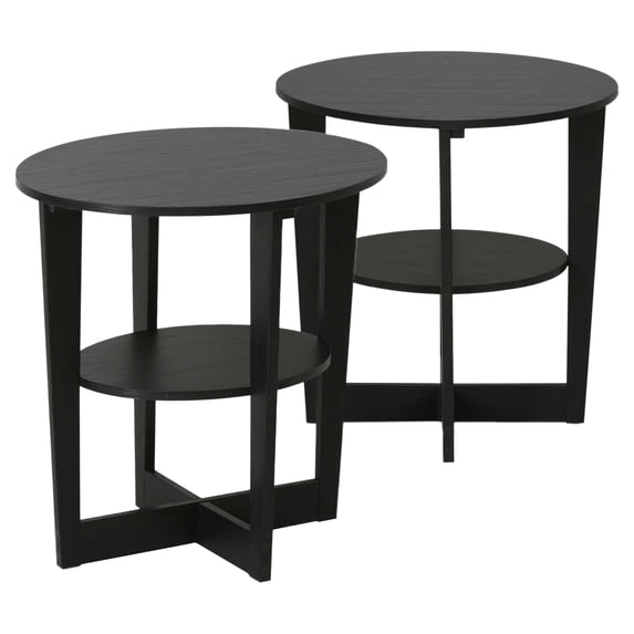 Furinno JAYA Oval End Table, Walnut, Set of 2