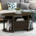 thumbnail image 1 of Furinno JAYA Simple Design Oval Coffee Table with Bin, Columbia Walnut/Black/Dark Brown, 1 of 6