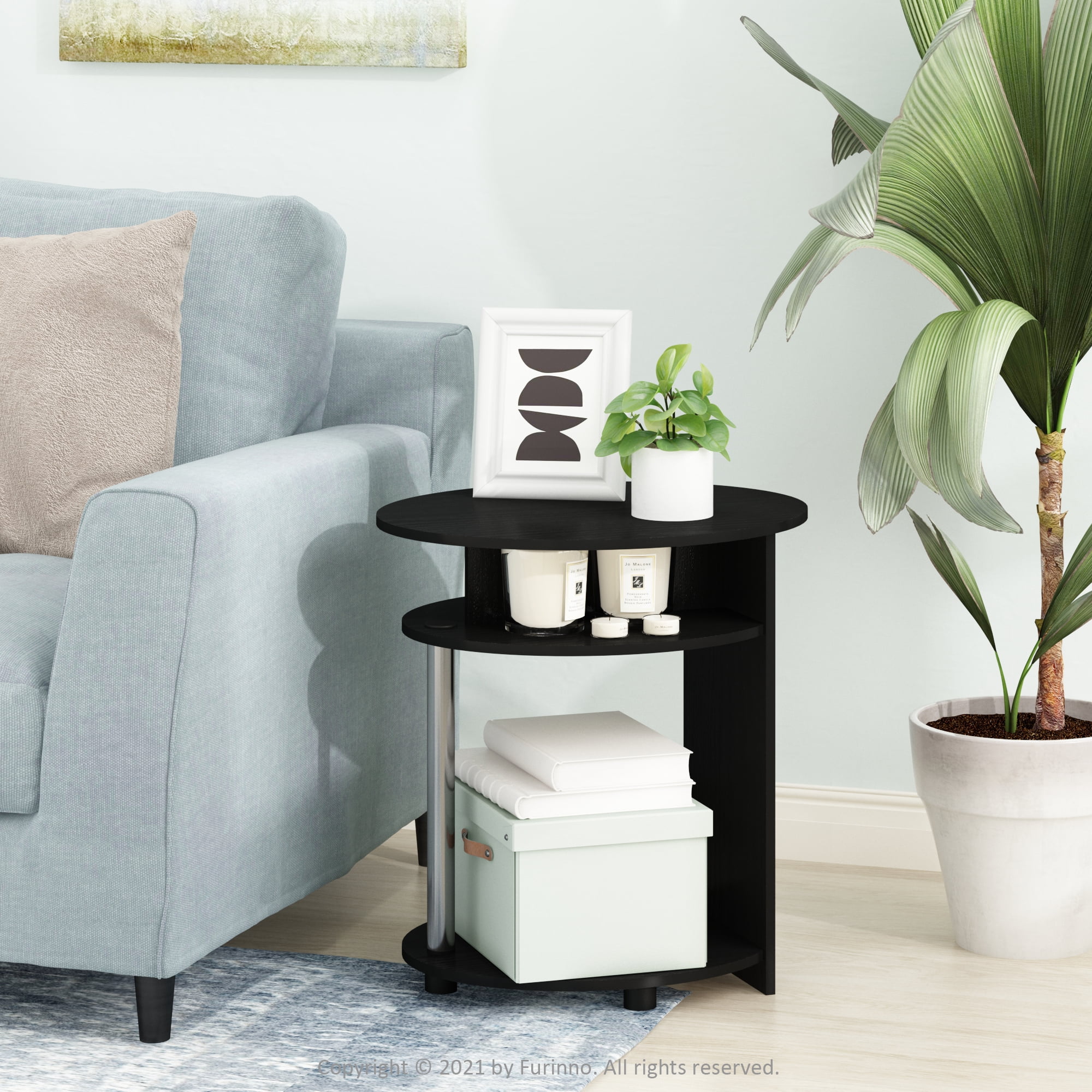 Americano Oval Wood and Metal End Table