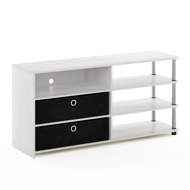 Furinno JAYA Simple Design TV Stand for up to 55Inch with Bins, White