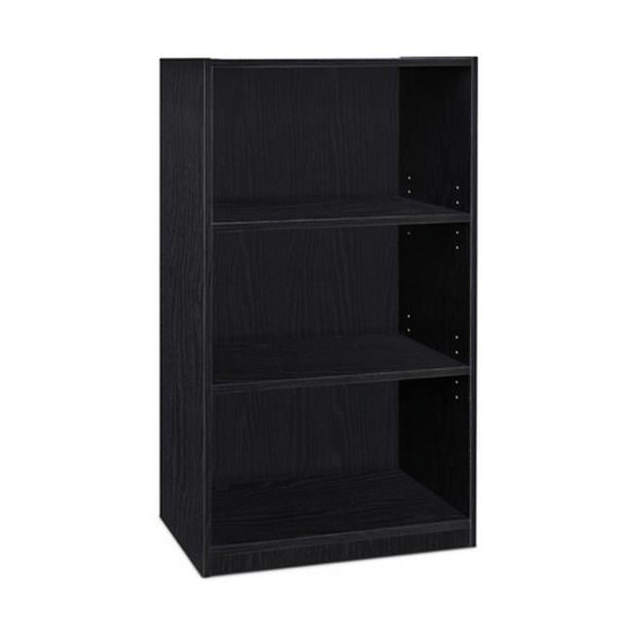 Adjustable Blackwood 3-Tier Wood Bookcase with Adjustable Shelves