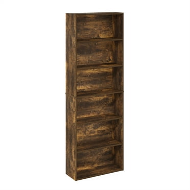 Furinno JAYA Simply Home Free Standing Adjustable 6-Tier Open Storage Bookcase, Amber Pine