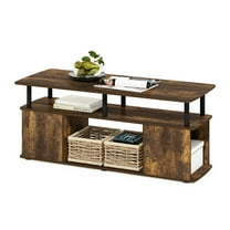 Furinno JAYA TV Stand Entertainment Center with Open Storage Compartment for TV up to 50 Inch, Amber Pine/Black