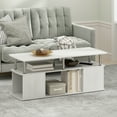 thumbnail image 1 of Furinno JAYA Utility Design Coffee Table, White Oak, Stainless Steel Tubes, 1 of 7
