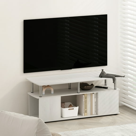Furinno JAYA Utility Design Coffee Table, White Oak, Stainless Steel Tubes