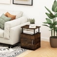 thumbnail image 1 of Furinno JAYA Utility Design End Table, Amber Pine/Black, 1 of 7