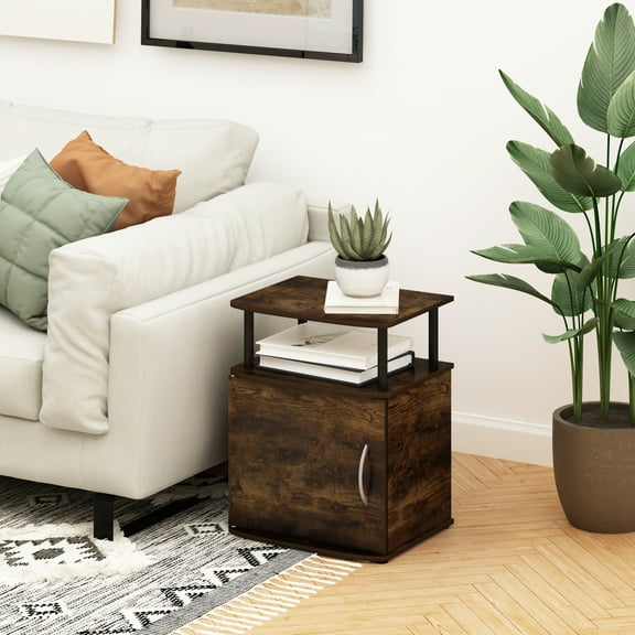 Furinno JAYA Utility Design End Table, Amber Pine/Black