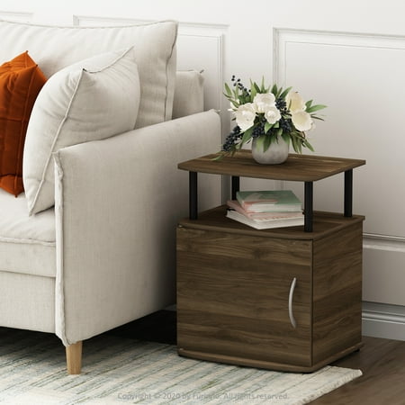 Furinno JAYA Engineered Wood End Table in Columbia Walnut/Black (Set of 2)