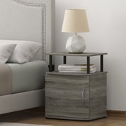 Furinno JAYA Utility Design End Table, Set of Two, French Oak Grey/Black