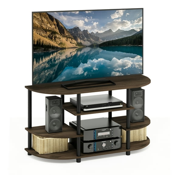Furinno JAYA 15116 Simple Design Corner TV Stand, Columbia Walnut/Black