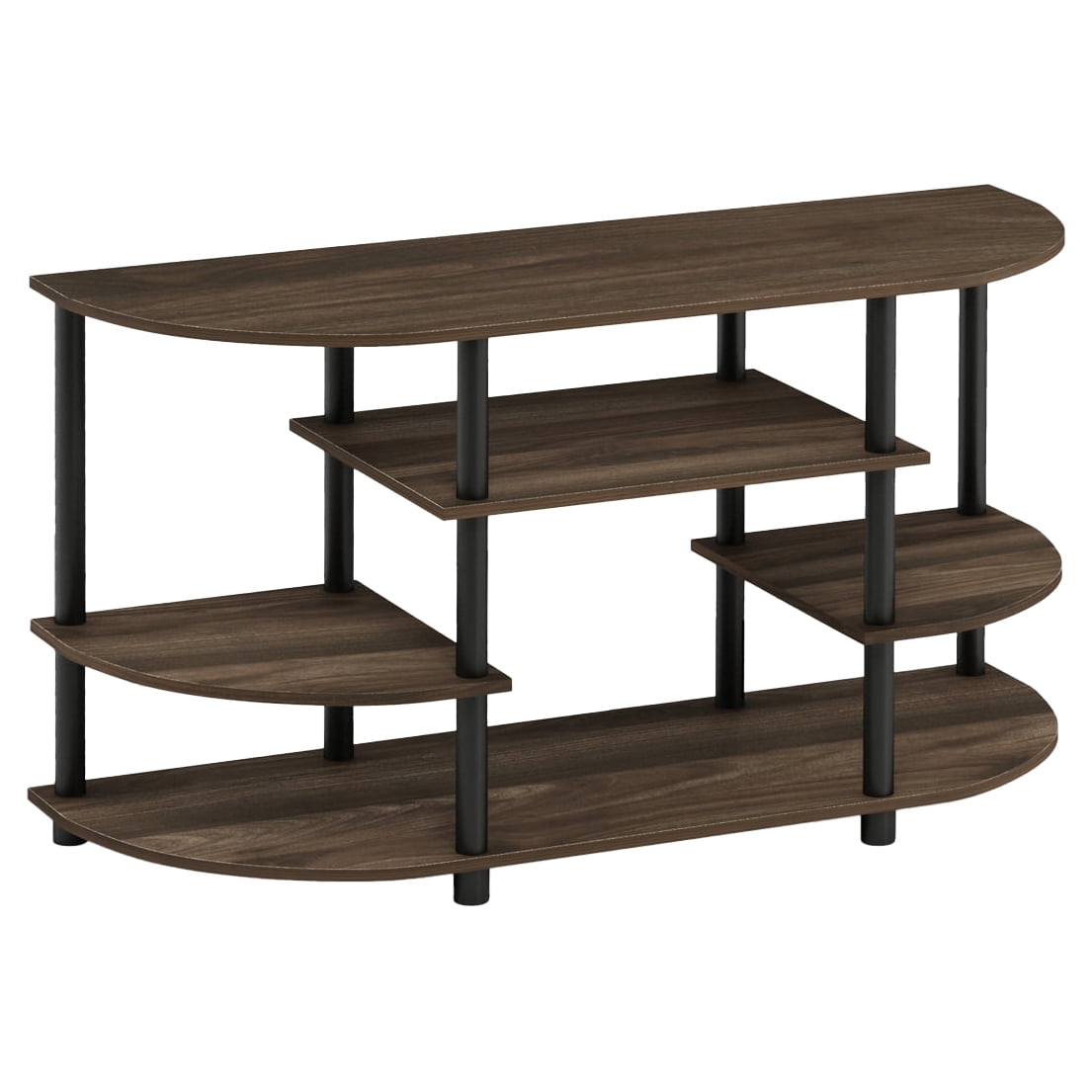 Columbia Walnut & Black Easy-Assemble Corner TV Stand