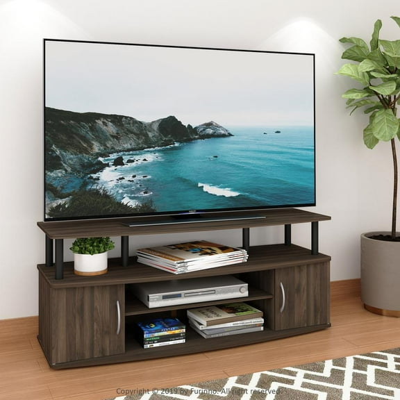 Furinno JAYA Wood Entertainment Center for TV up to 55" in Columbia Walnut