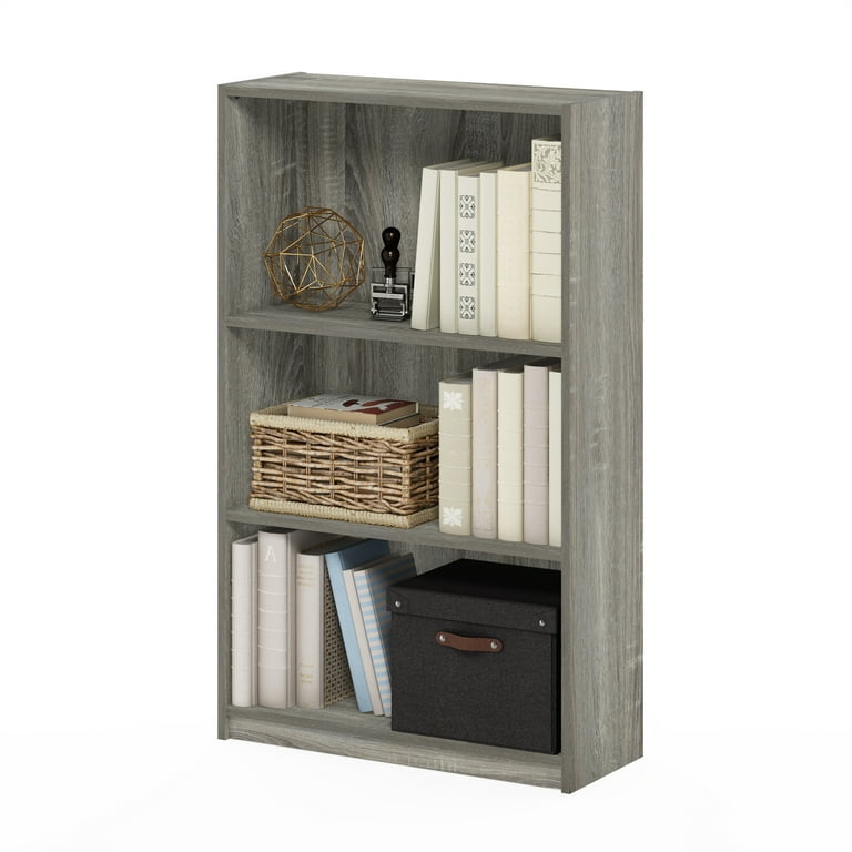 FOLUBAN Small Bookshelf, 3 Tier Open Book Shelf, Rustic Wood and Metal  Shelving Unit for Small Space, Oak