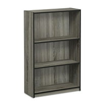 Furinno JAYA Wood Simple 3-Tier Adjustable Shelf Bookcase in French Oak Gray