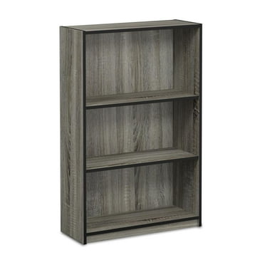 Furinno JAYA Wood Simple 3-Tier Adjustable Shelf Bookcase in French Oak Gray