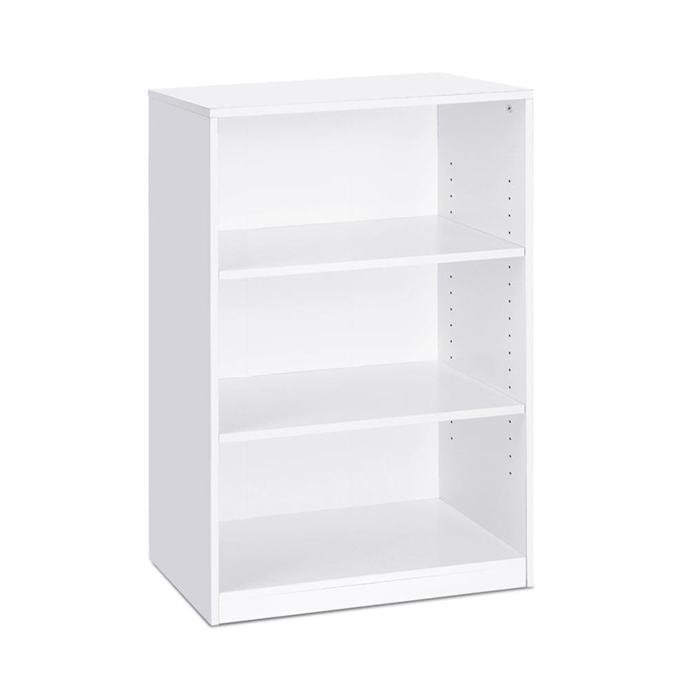 Adjustable 3-Tier White Composite Wood Bookcase