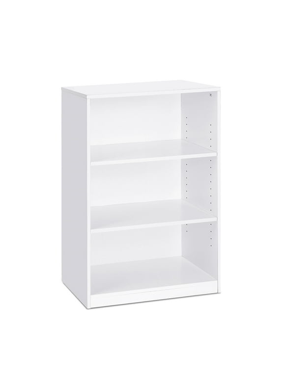 Furinno JAYA Wood Simple Home 3-Tier Adjustable Shelf Bookcase in White
