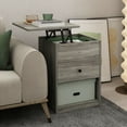 thumbnail image 1 of Furinno JENSEN Night Stand, Lift-Top Nightstand with Drawer, Bedside Table, End Table, Side Table with Storage Shelf, Knob Handle Drawer, for Bedroom, Living Room, Grey Oak, 1 of 10
