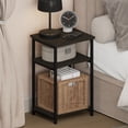 thumbnail image 1 of Furinno JUST Night Stand, Nightstand, 3-Tier Metal Frame End Table with Open Shelf, Side Table, End Table, for Living Room, Bedroom, Espresso, 1 of 4