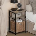 thumbnail image 1 of Furinno JUST Night Stand, Nightstand, 3-Tier Metal Frame End Table with Open Shelf, Side Table, End Table, for Living Room, Bedroom, French Oak, 1 of 4