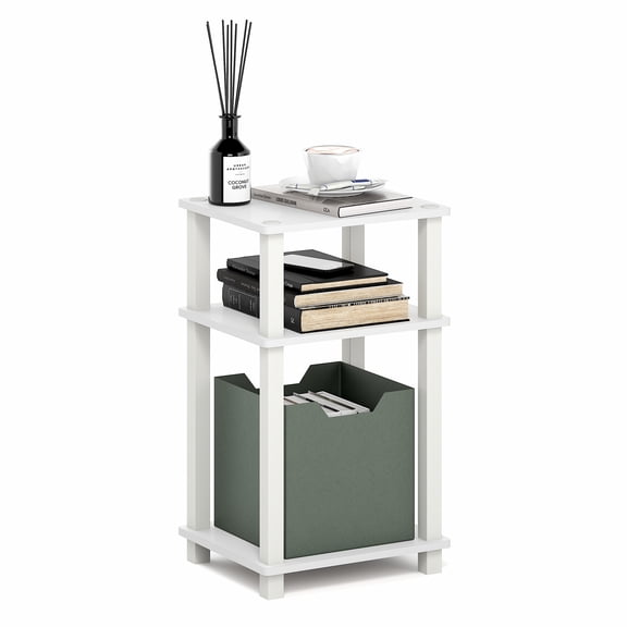 Furinno JUST 3-Tier Toolless Open Shelf End Table Square Tube White