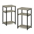 thumbnail image 1 of Furinno JUST Side Table Set of 2, 3-Tier Modern Metal Frame End Table with Open Shelf, Night Stand, Bedside Table, Easy Assembly,for Living Room, Bedroom, Grey Oak, 1 of 3