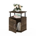thumbnail image 1 of Furinno Jaya 2-Tier Side Table, Rustic Brown Closed Storage End Table, Night Stand, Bedside Table for Living Room, Bedroom, Home Office, Brown Walnut/Black, 1 of 5