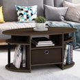 thumbnail image 1 of Furinno Jaya Oval Modern Rustic Brown Coffee Table with Side Shelves and Storage Bin, Side Table with Shelf, for Living Room, Bedroom, Home Office, Brown Walnut, 1 of 6