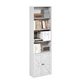 thumbnail image 1 of Furinno JENSEN 6-Tier Farmhouse Bookcase with Display Shelves and Doors, 9.2 x 21.6 x 71.2 Inches, Plain White, 1 of 5