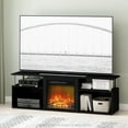 thumbnail image 1 of Furinno Jensen Fireplace Entertainment Center for TV up to 70 Inch with Stainless Steel Tubes, Americano/Chrome, 1 of 7