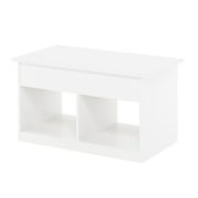 Furinno Jensen Living Room Lift Top Coffee Table With Hidden Compartment, Solid White