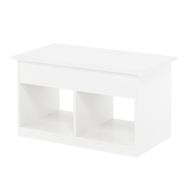 Furinno Jensen Living Room Lift Top Coffee Table With Hidden Compartment, Solid White